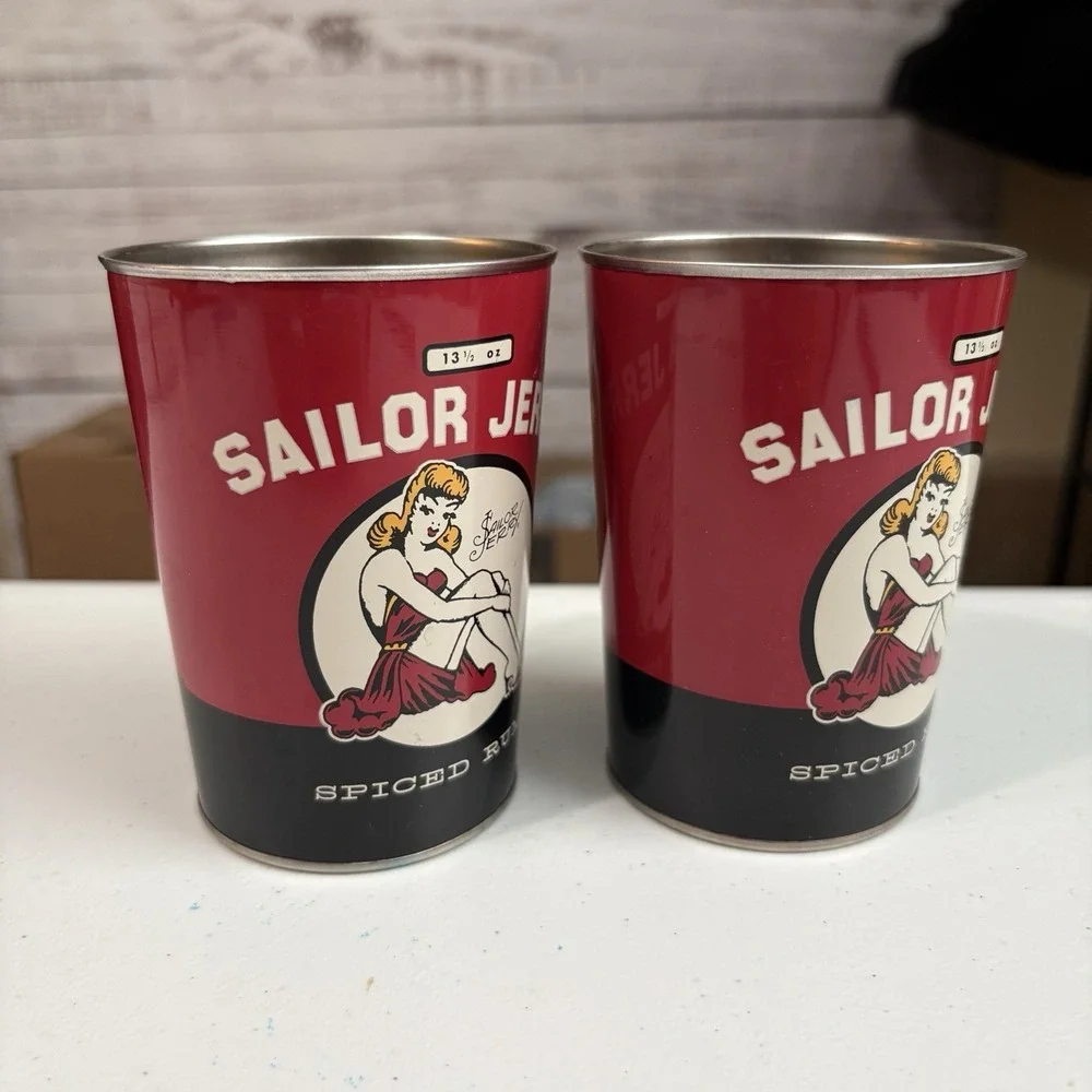 2017 Sailor Jerry Spiced Rum 13.5 oz Metal Tin Cups Set of 2
